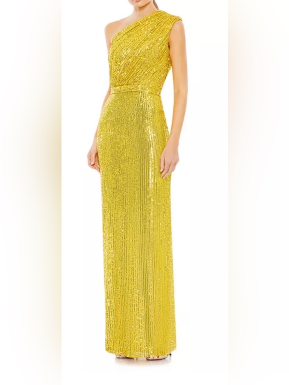 MAC DUGGAL NWT Sequined Ruched One Shoulder Gown Sz 2